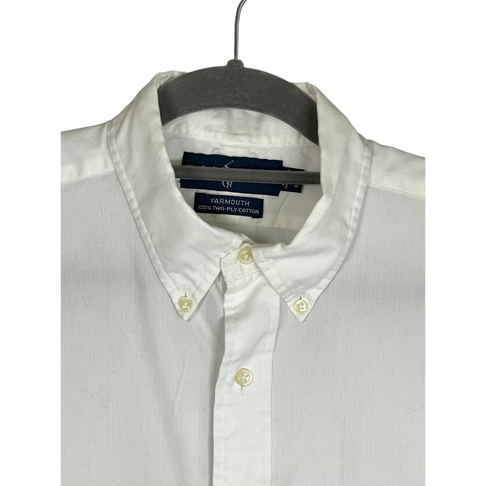 Vintage Ralph Lauren Yarmouth Mens 16 32/33 White Herringbone Button Down Shirt - Picture 10 of 16